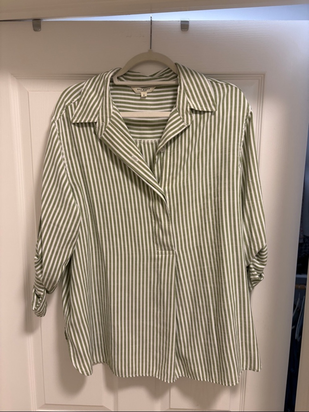 Max Studio Green and White Striped Tunic